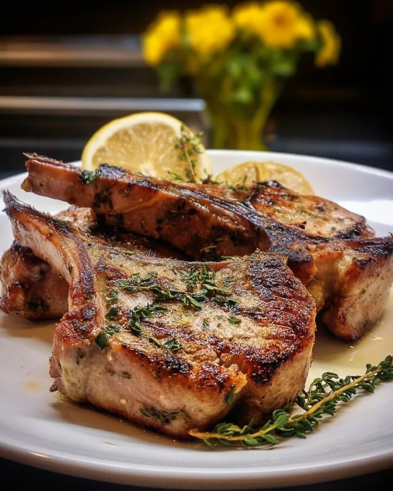Côtelettes d’agneau au thym et citron garnies d'herbes fraîches