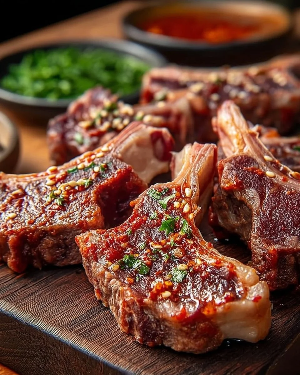 Côtelettes d’agneau marinées dans une sauce barbecue asiatique