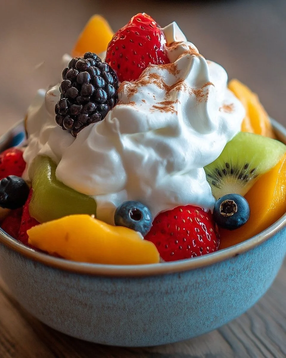 Coupe fruitée avec chantilly, un dessert frais et savoureux