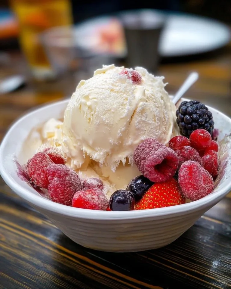 Coupe glacée vanille garnie de fruits rouges frais