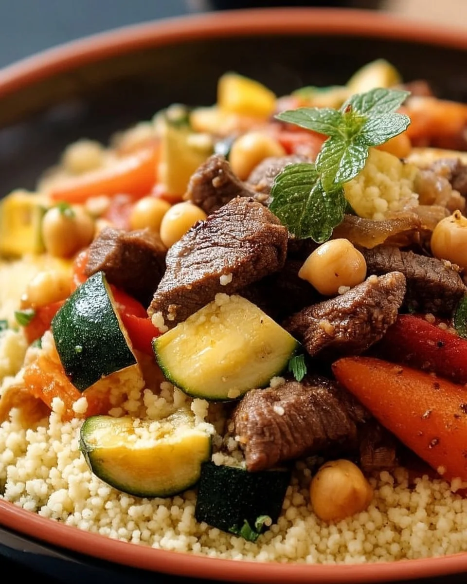 Couscous aux 7 légumes et viande de boeuf, plat délicieux et nutritif