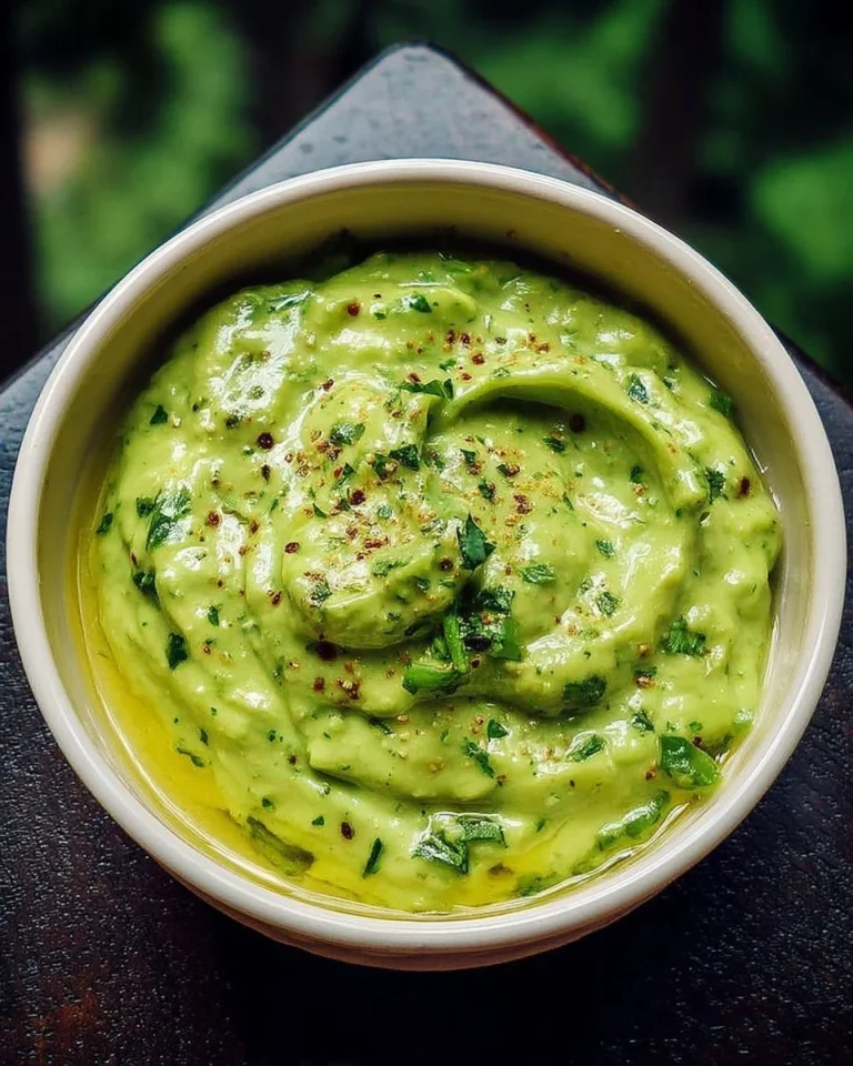 Vinaigrette crémeuse à l'avocat et au citron dans un bol