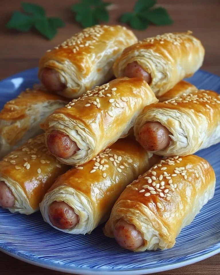 Pâtisseries aux saucisses croustillantes sur un plateau