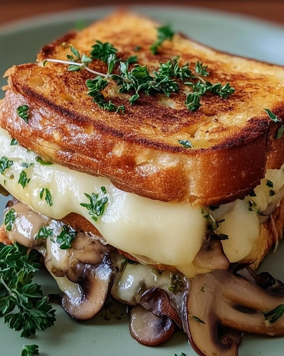 Croque Champignons & Fromage Fondant, un plat savoureux avec champignons et fromage fondu.