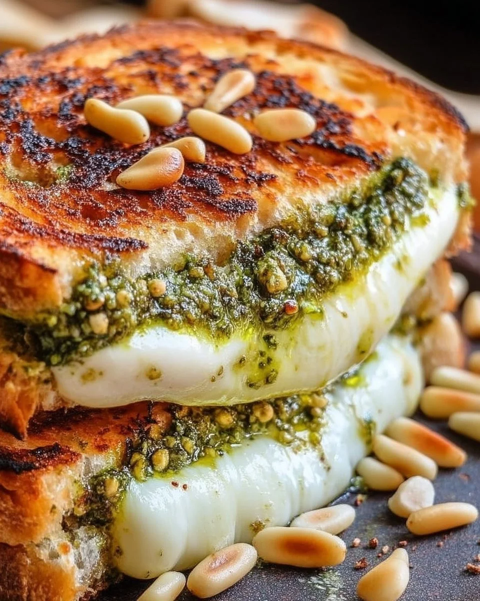 Croque Pesto & Mozzarella with Pine Nuts - Savory French Sandwich
