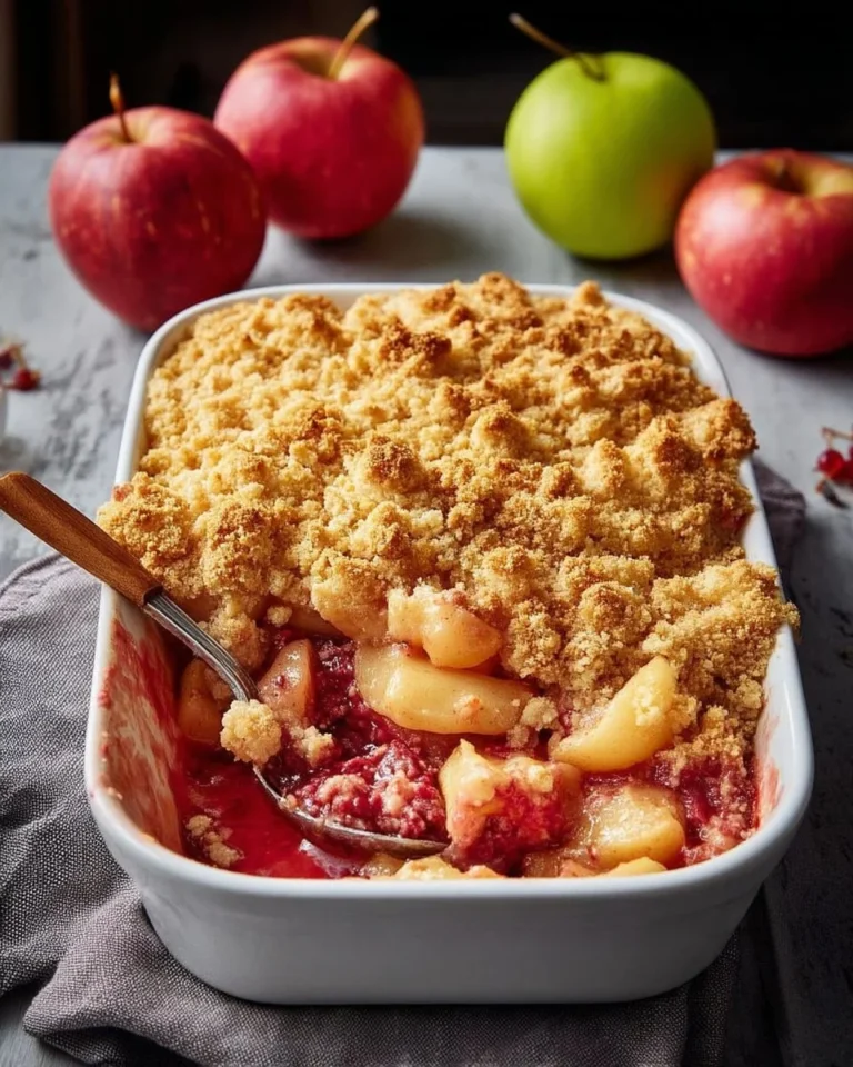 Crumble aux pommes et fruits rouges cuit au four