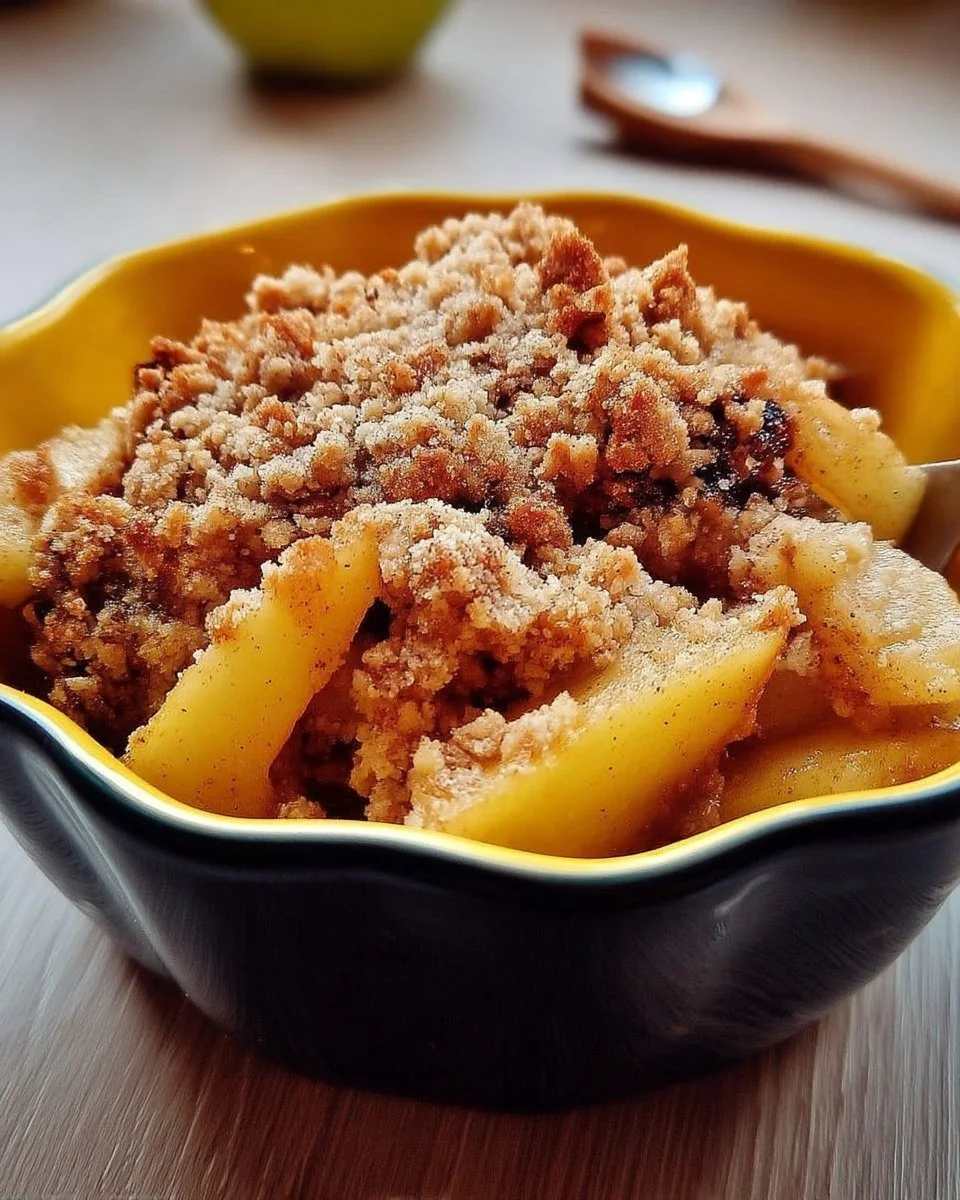 Crumble Pomme-Cannelle avec pommes dorées et croustillant savoureux