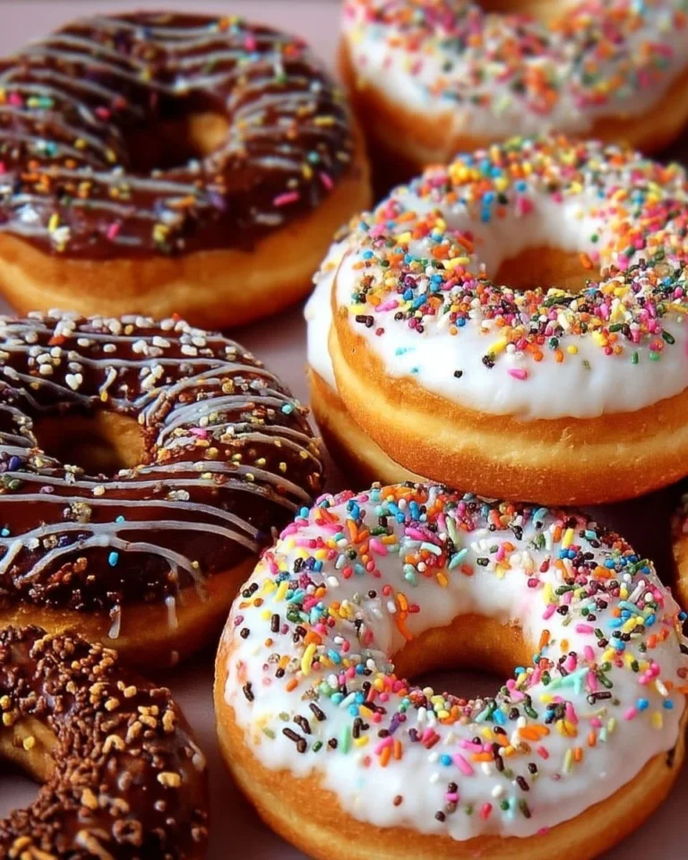 Donuts moelleux et colorés présentés sur une assiette.