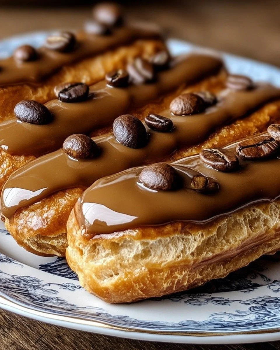 Éclairs café gourmands, pâtisserie délicieuse au chocolat et café