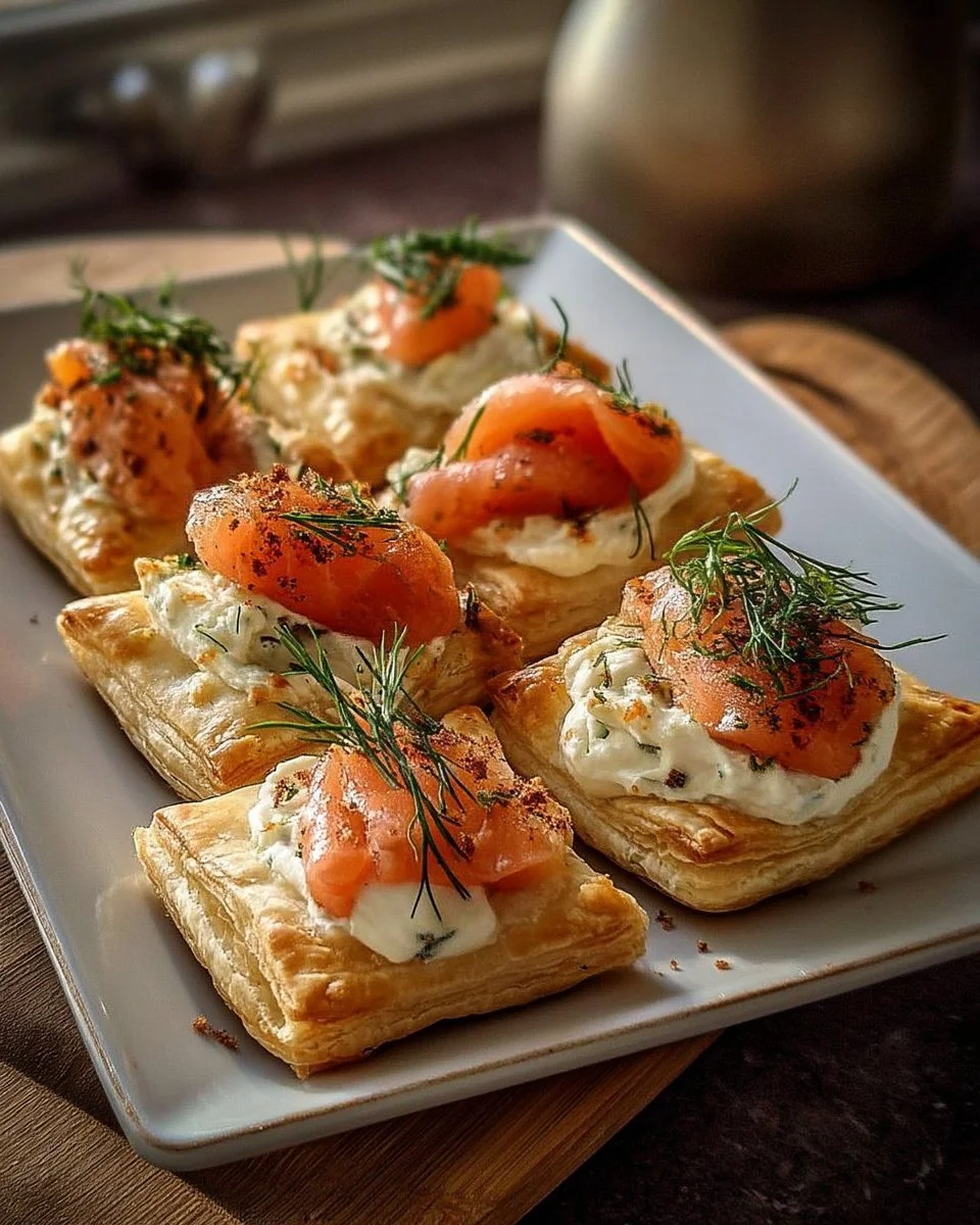 Feuilletés au saumon fumé et fromage frais, savoureux apéritif élégant