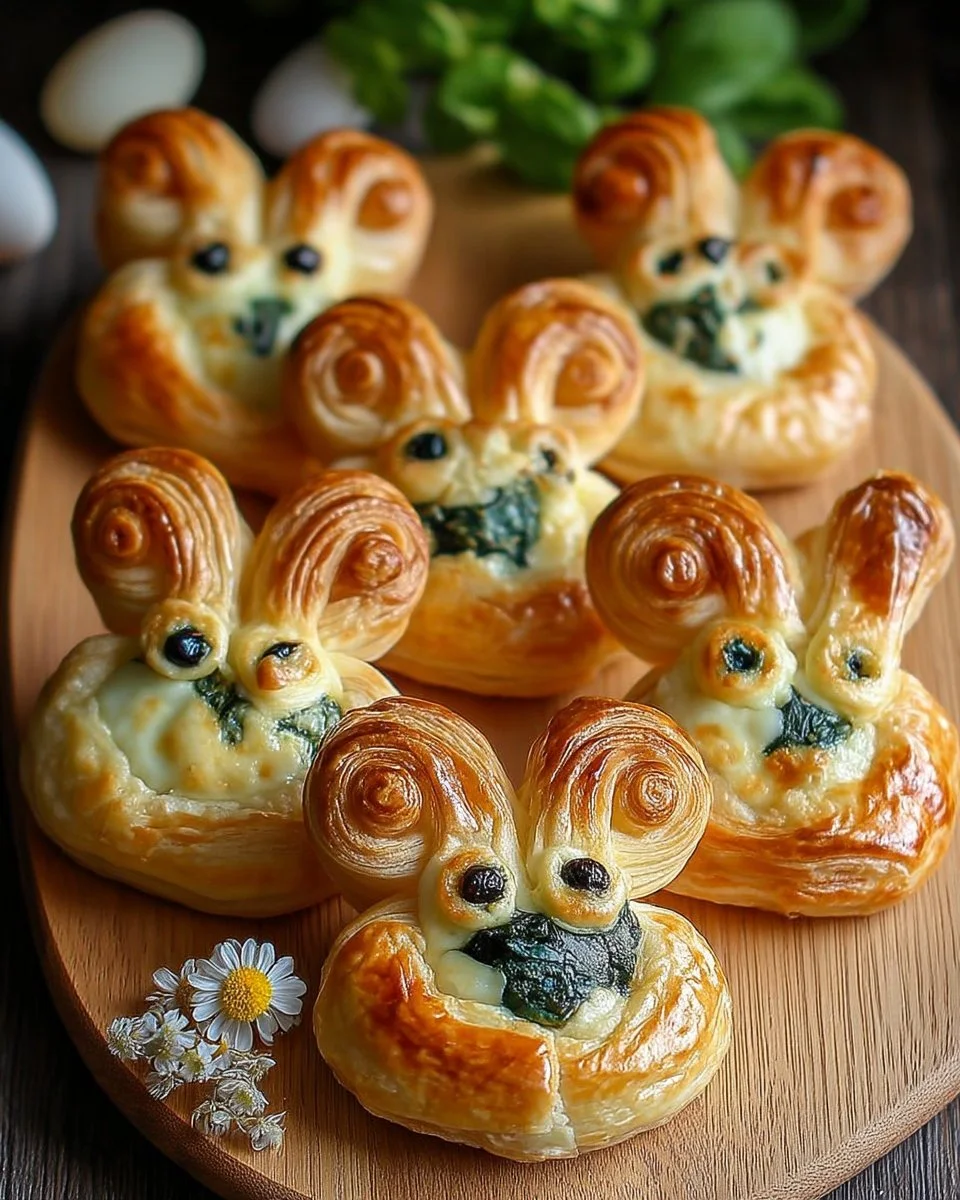 Feuilletés de Pâques en forme de lapin avec épinards et fromage