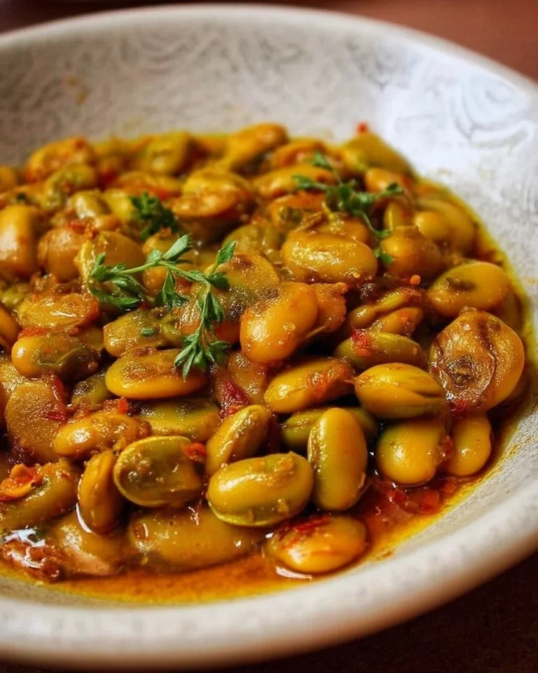 Bol de fèves marocaines savoureuses et colorées avec des épices