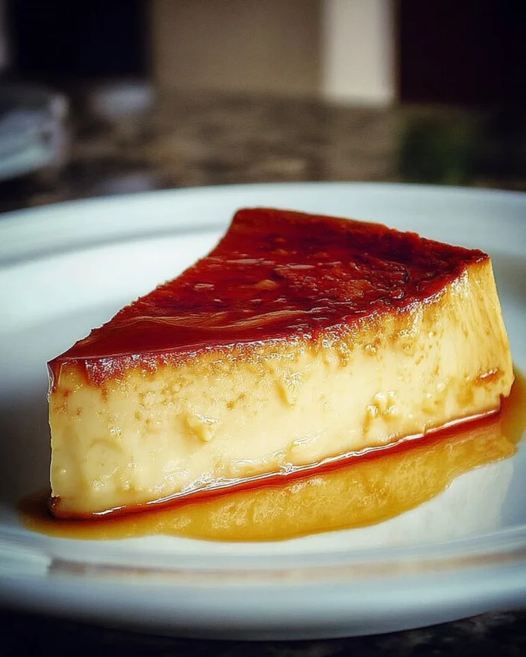Flan crémeux et savoureux, parfait pour un dessert français traditionnel.