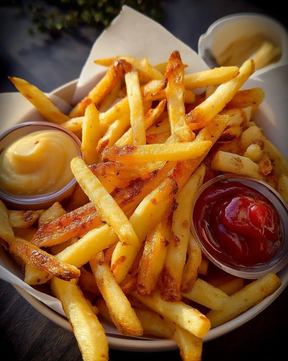 Frites maison croustillantes servies avec une sauce délicieuse