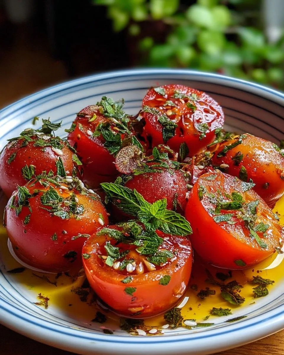 Garniture de tomates marinées à l'huile d'olive