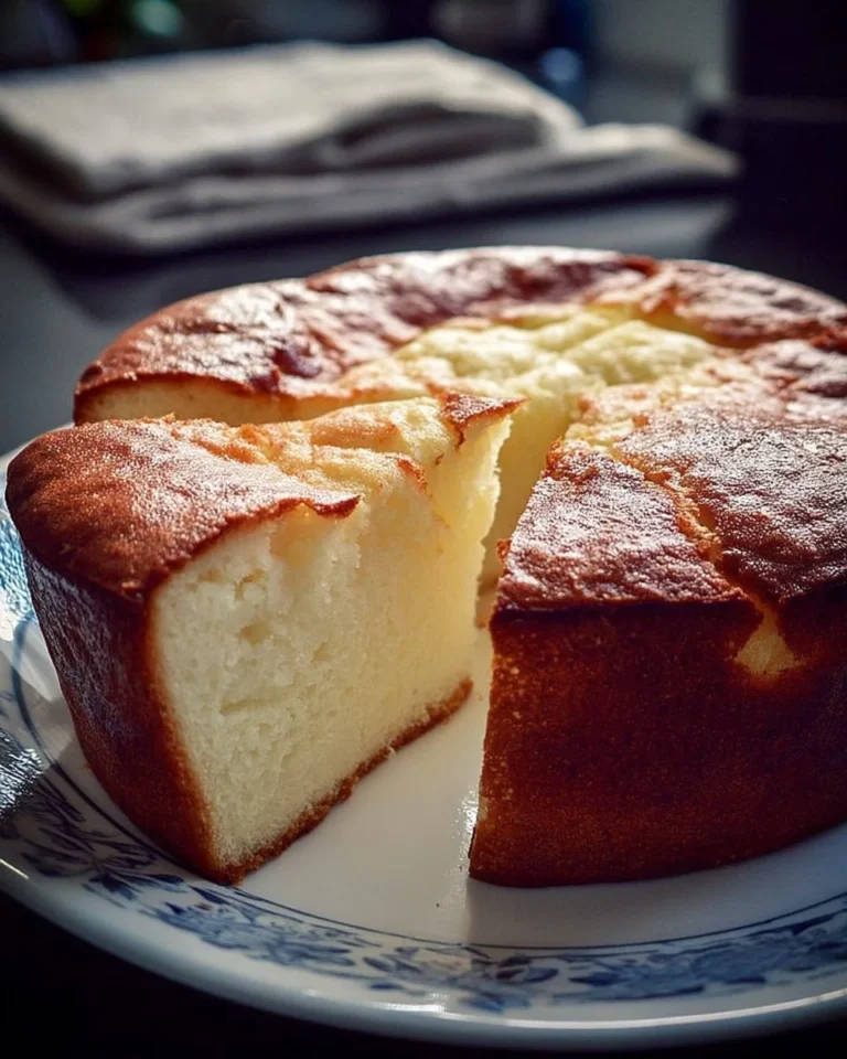 Un gâteau au yaourt moelleux et délicieux sur une assiette.