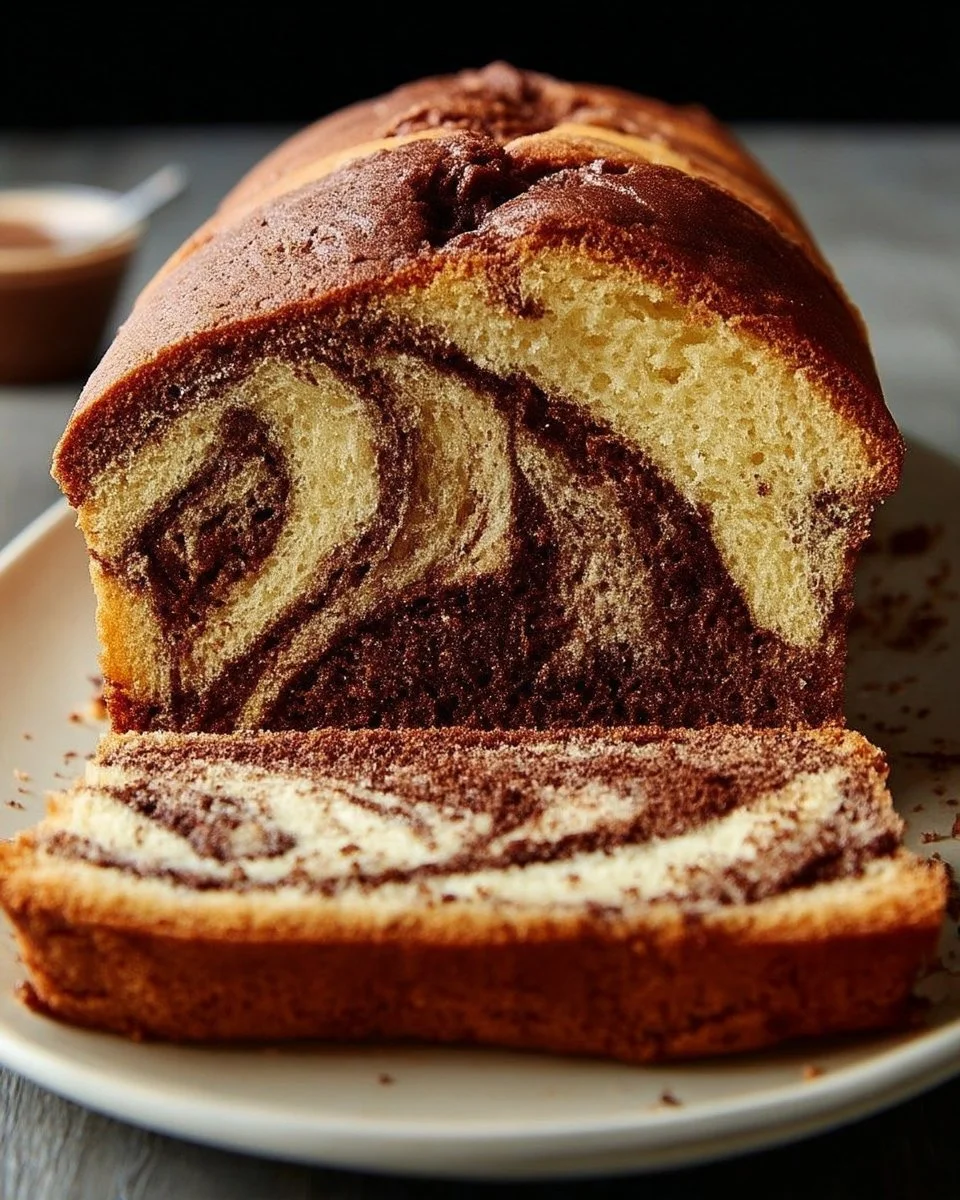 Tranches de gâteau marbré classique au chocolat et à la vanille