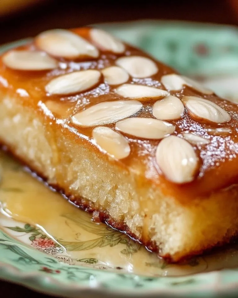Gâteau moelleux miel-amande avec des amandes croquantes et un parfum de miel.