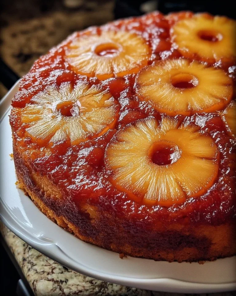 Gâteau renversé à l'ananas prêt à être dégusté