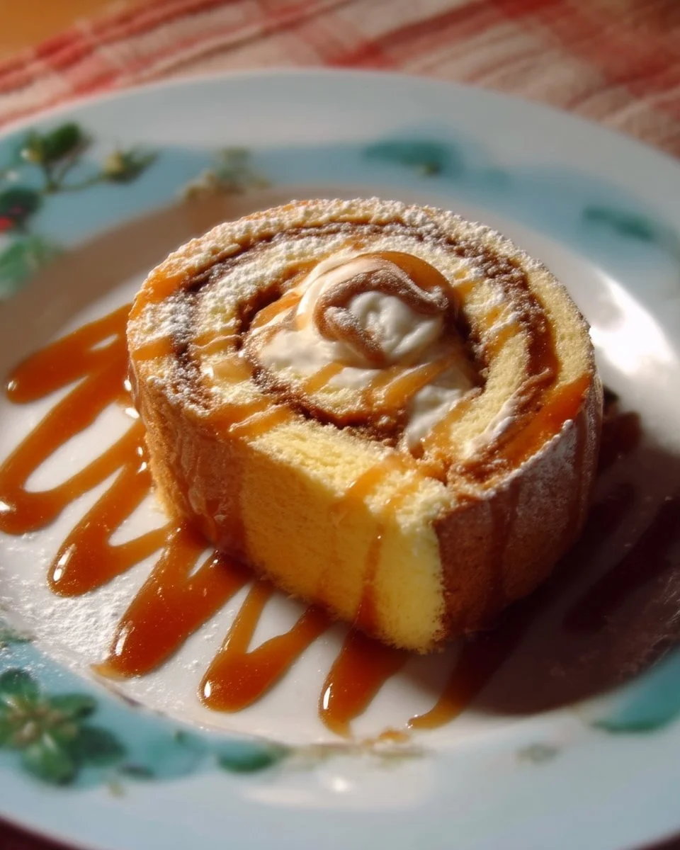 Gâteau roulé ou Bras de Vénus avec crème et chocolat sur un plateau