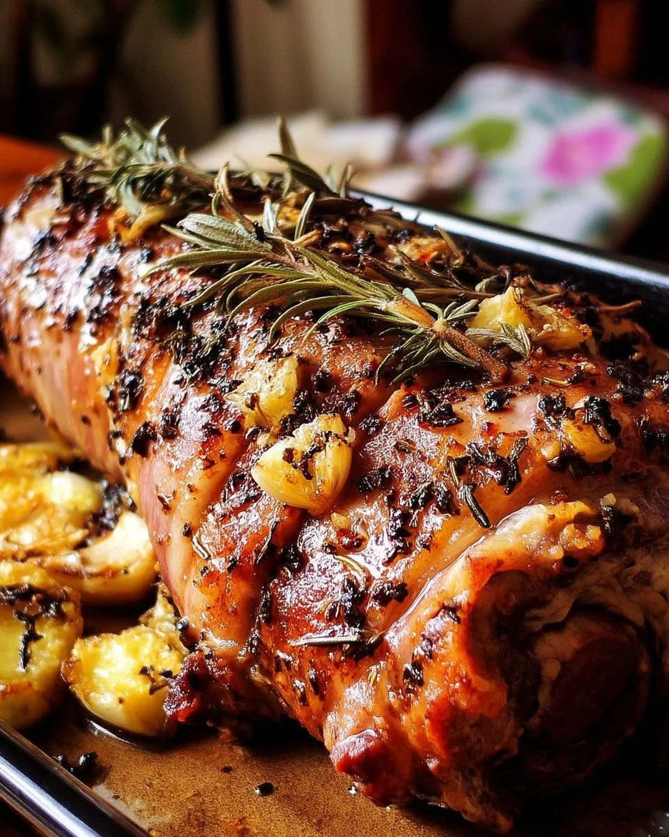 Gigot d'agneau rôti à l'ail et aux herbes, plat savoureux pour les repas