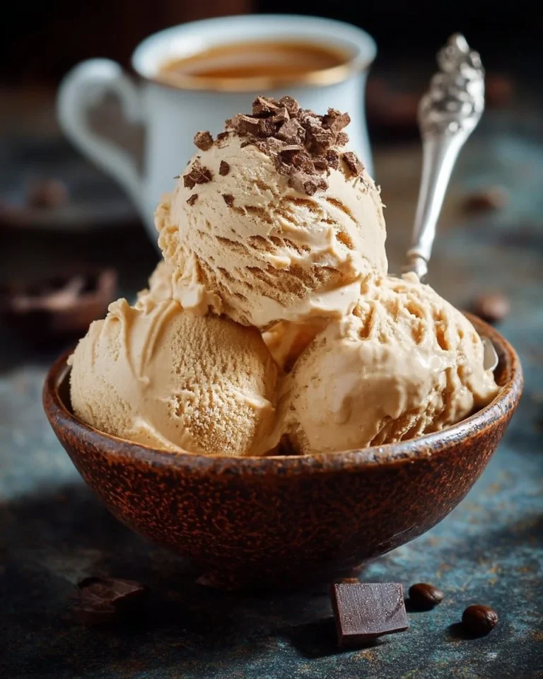 Bol de glace au café onctueuse avec des grains de café en décoration