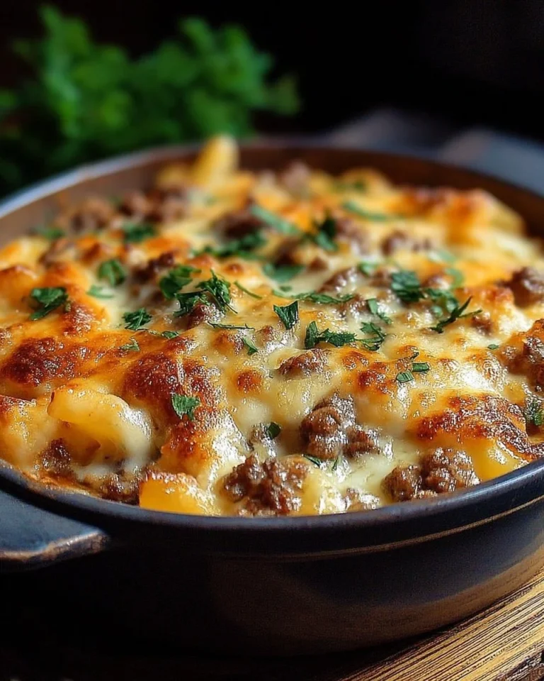 Gratin de viande hachée avec fromage fondu et légumes