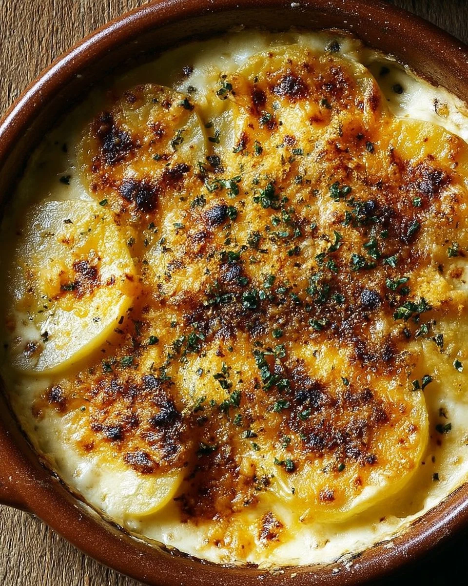 Gratin doré à la moutarde avec pommes de terre fondantes