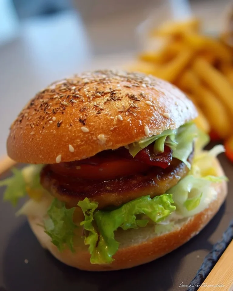 Délicieux hamburger Tousignant avec ingrédients frais et savoureux