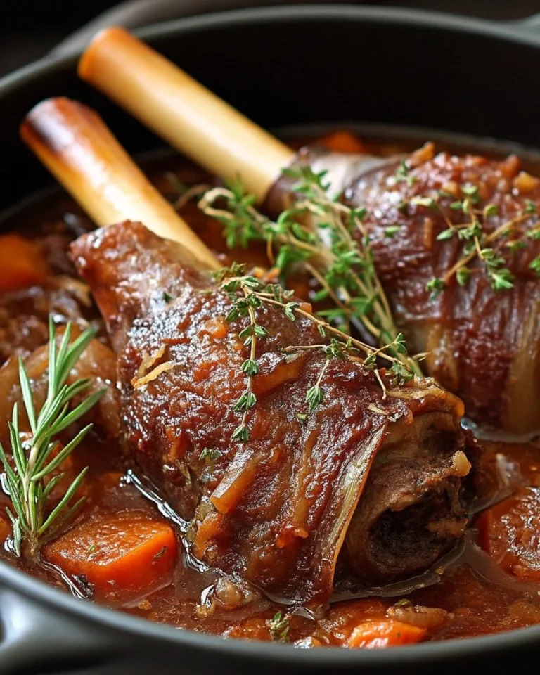 Jarrets d'Agneau Braisés aux Herbes garnis d'herbes fraîches