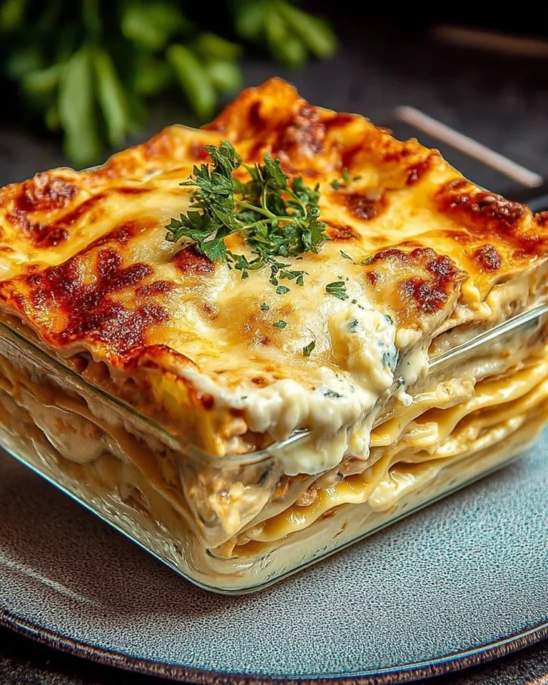 Lasagnes aux 4 fromages savoureuses et onctueuses, prêtes à être dégustées