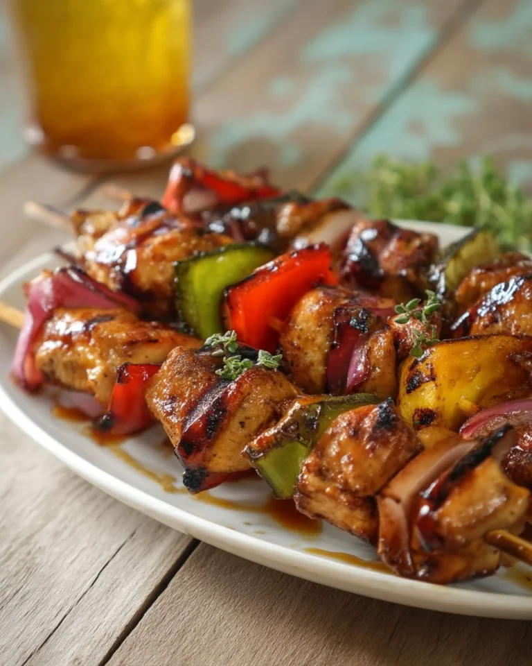 Brochettes de poulet barbecue au sirop d'érable prêtes à être grillées