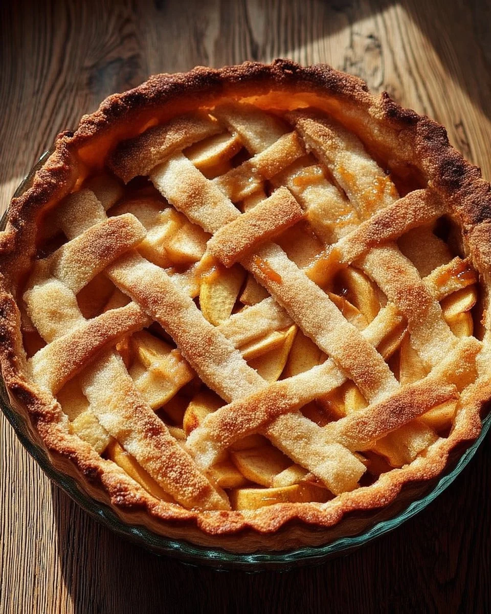 Rustic apple tart with cinnamon and salted caramel