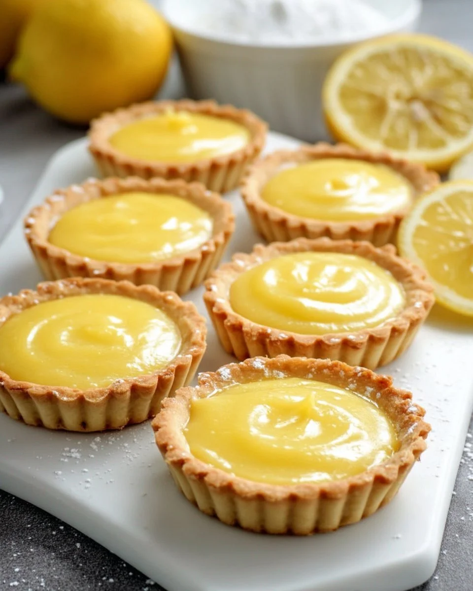 Mini-tartelettes au citron prêtes sans cuisson de crème, parfaites pour un dessert rapide.