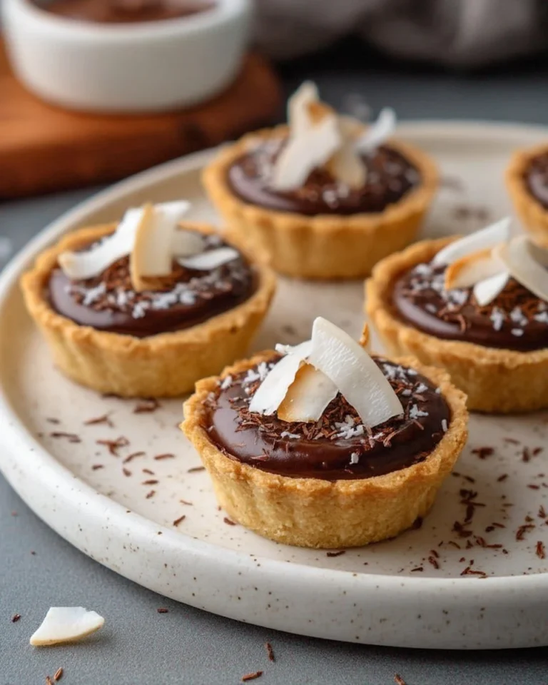 Mini-tartelettes coco-choco inspirées des bounty avec chocolat et noix de coco