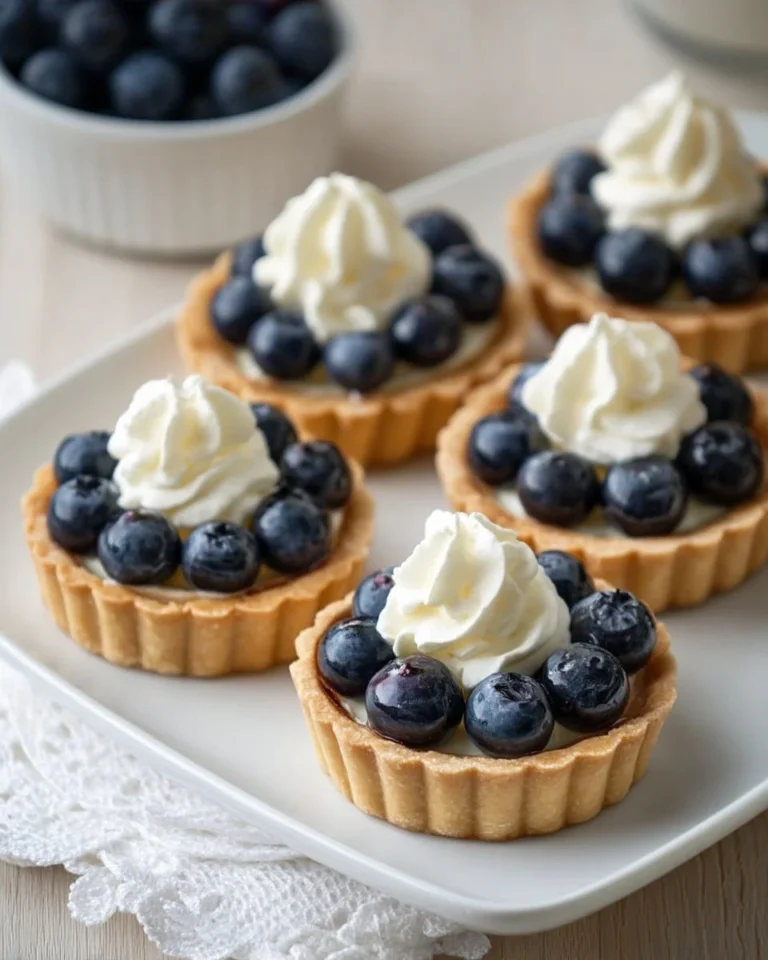 Mini-tartelettes myrtille et chantilly, dessert gourmand et savoureux.