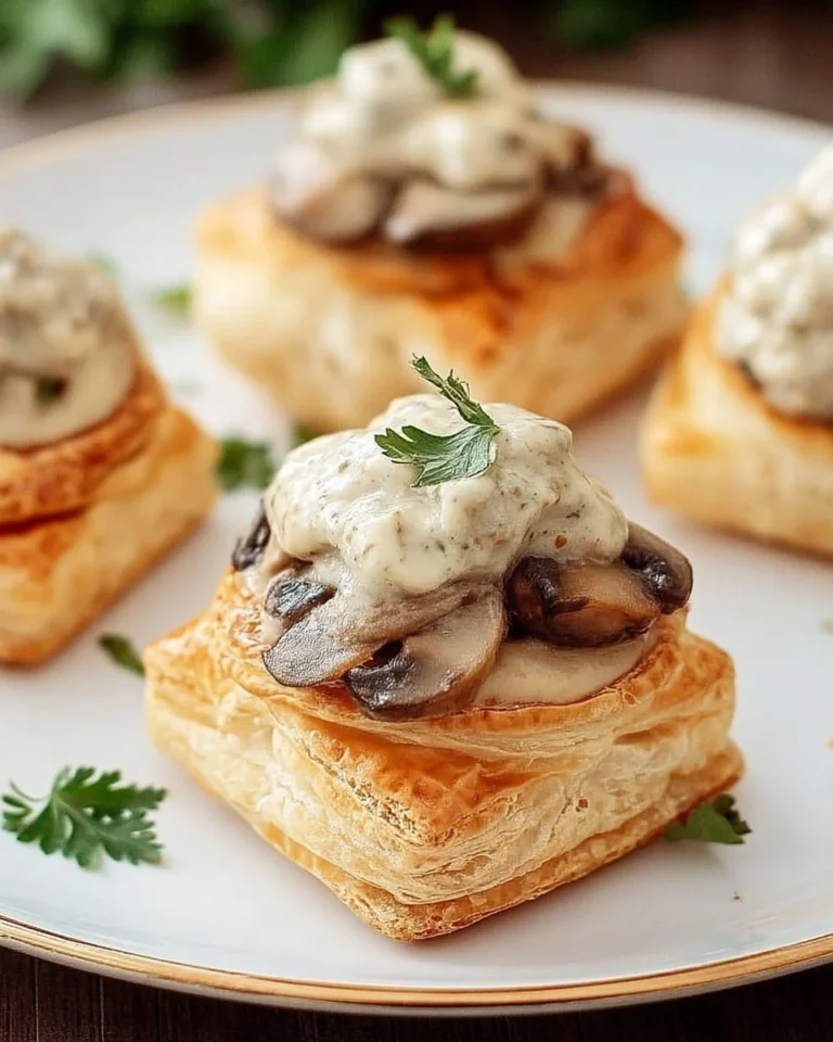 Mini-vol-au-vent aux champignons à la crème prêts à être servis
