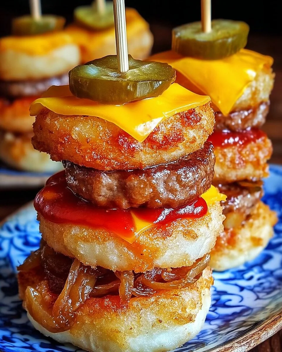 Minis-burgers d'oignons croustillants savoureux et appétissants