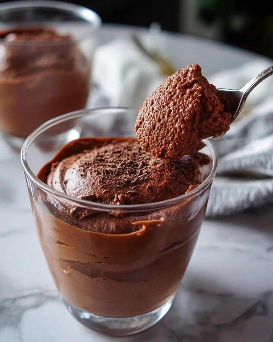 Mousse au Chocolat onctueuse servie dans un bol élégant avec des copeaux de chocolat
