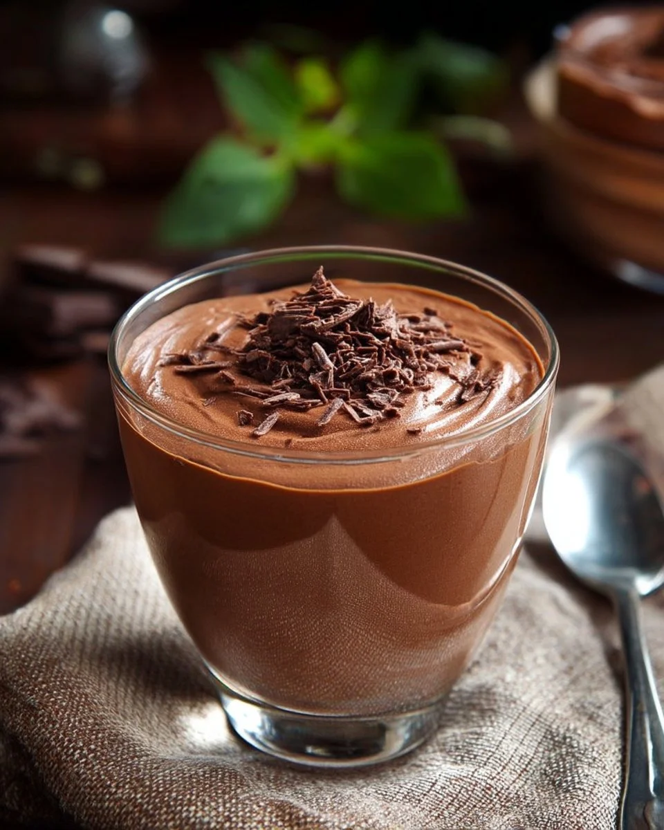 Mousse au chocolat belge crémeuse et gourmande sur une assiette