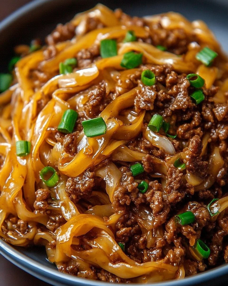 Plat de nouilles épicées au bœuf et à l'ail, appétissant et savoureux