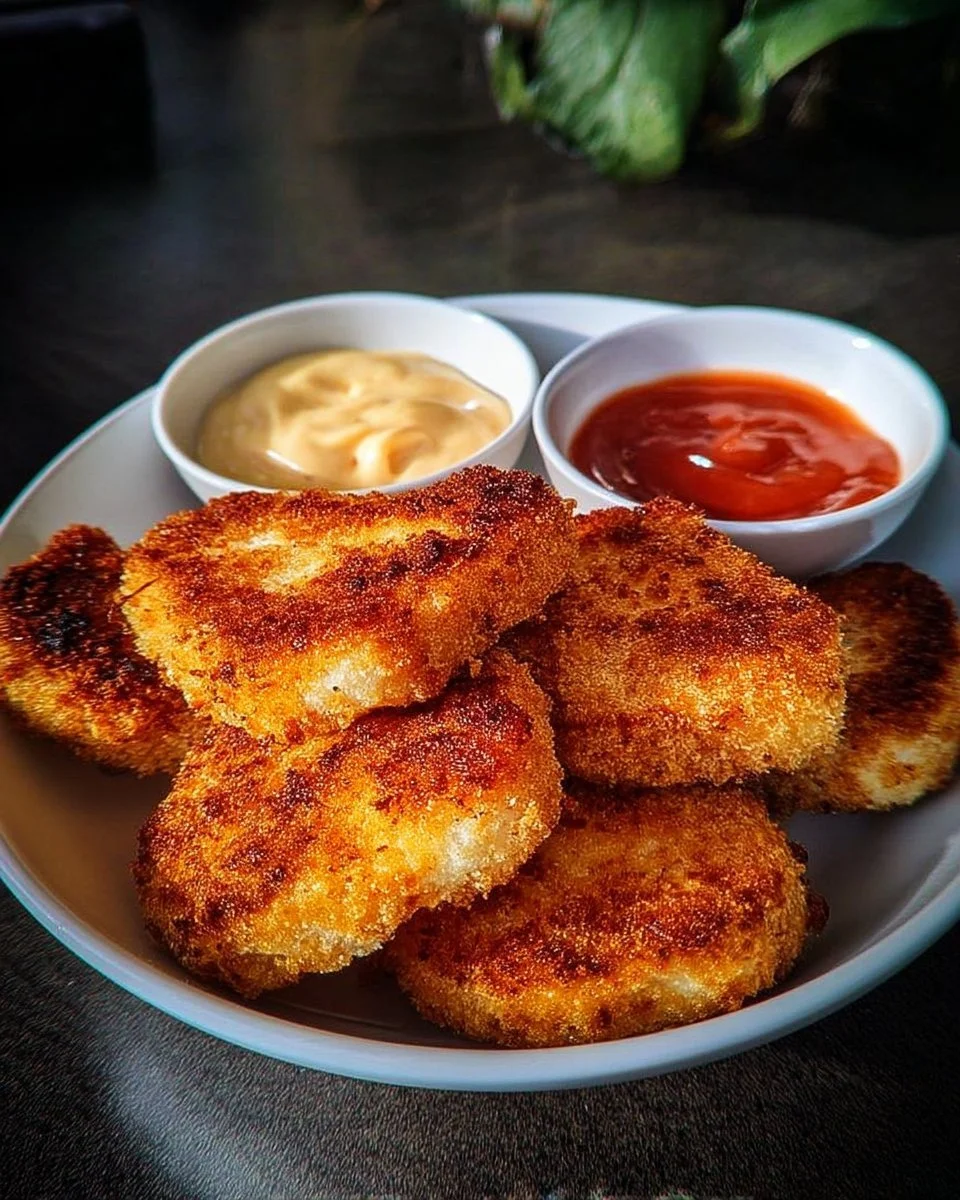 Nuggets de poulet maison croustillants et savoureux prêts à être dégustés.