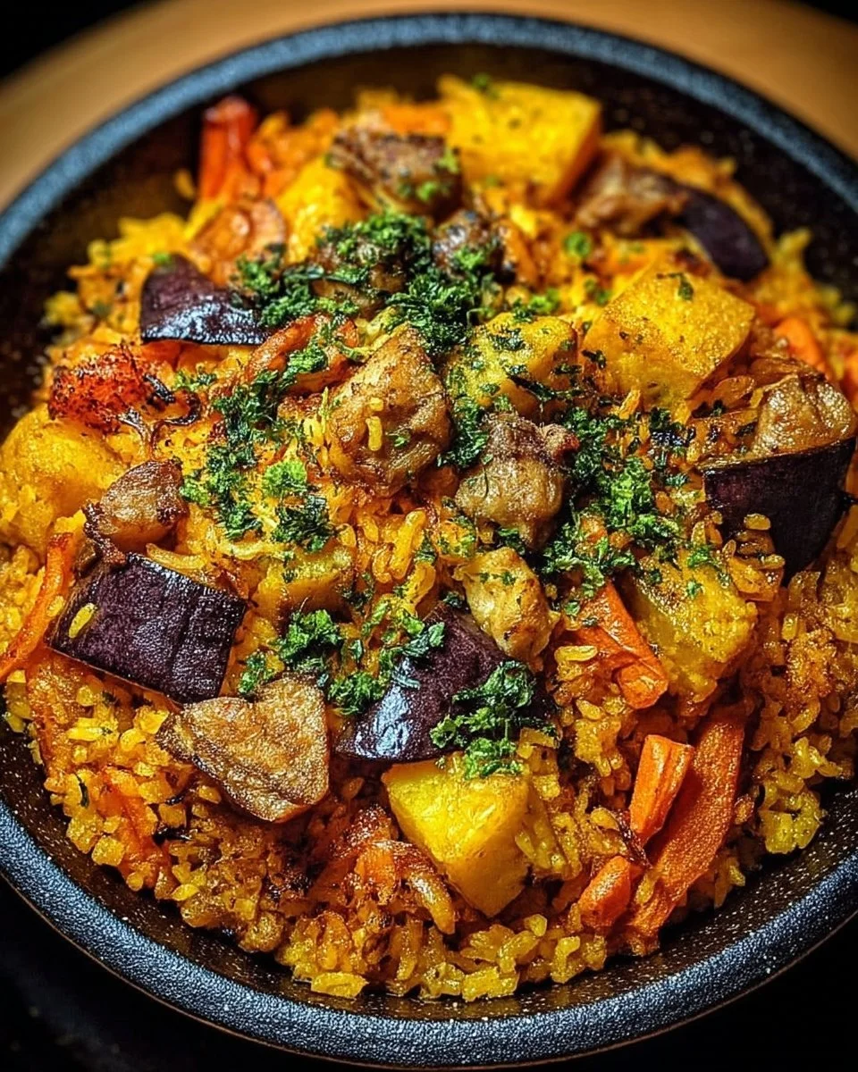 Recette de paëlla rustique au four délicieuse et conviviale.