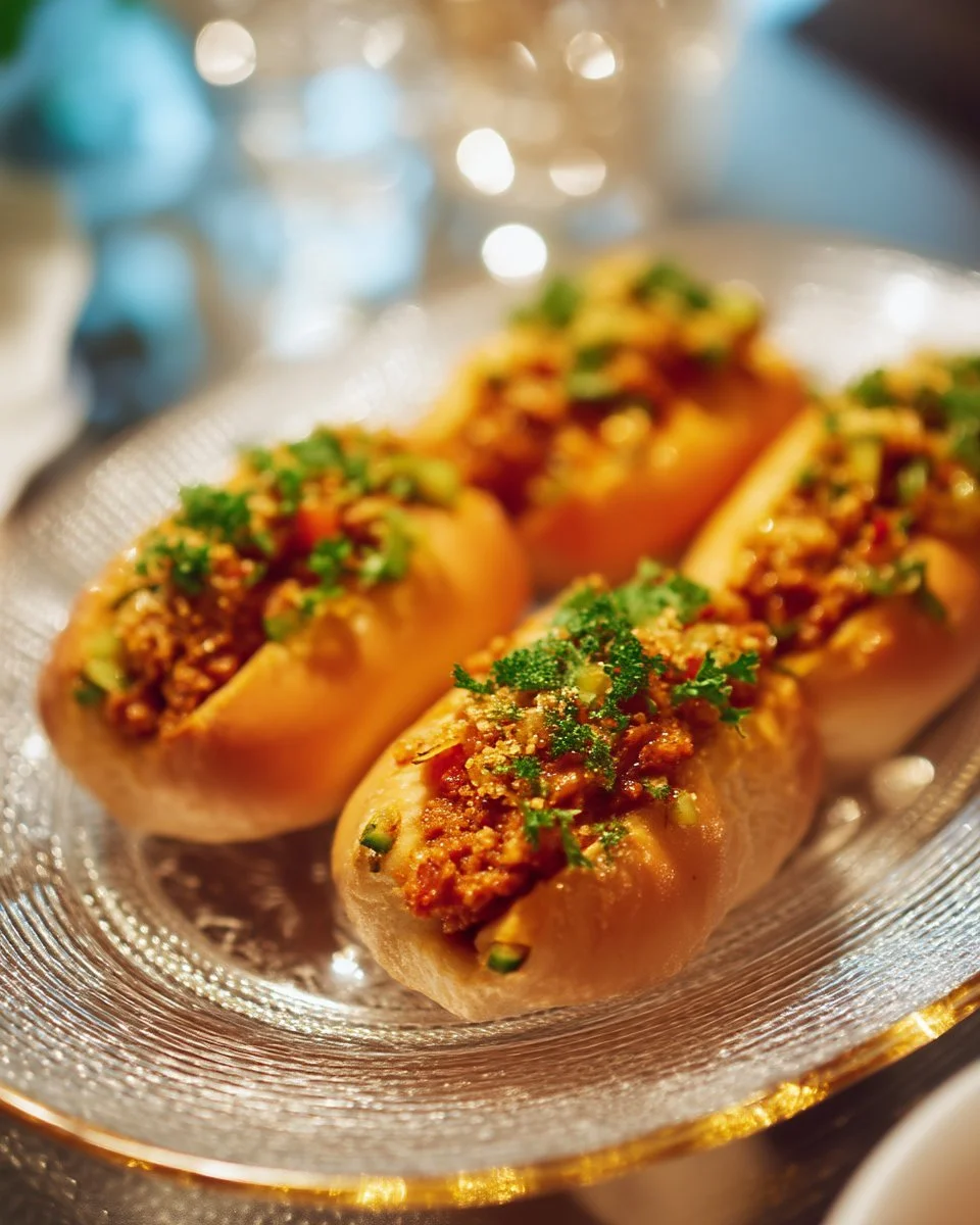 Petits pains farcis végétariens garnis et appétissants sur une assiette
