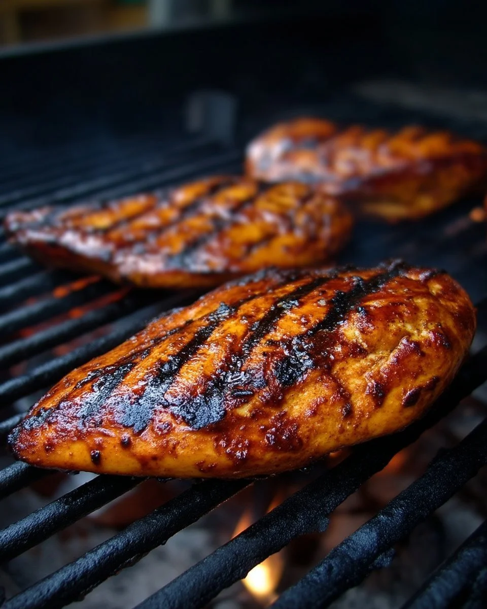 Poitrines de poulet grillées au BBQ avec épices et accompagnements savoureux
