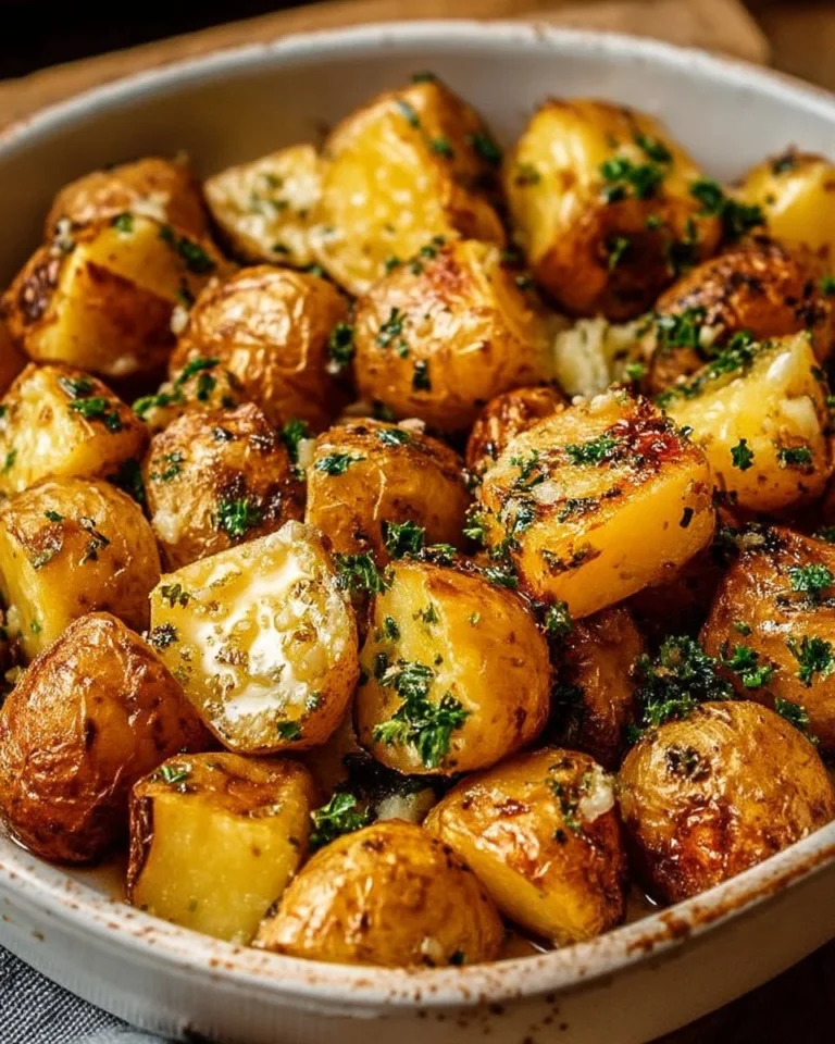Pommes de terre au beurre fondu, ail et persil, plat savoureux et réconfortant