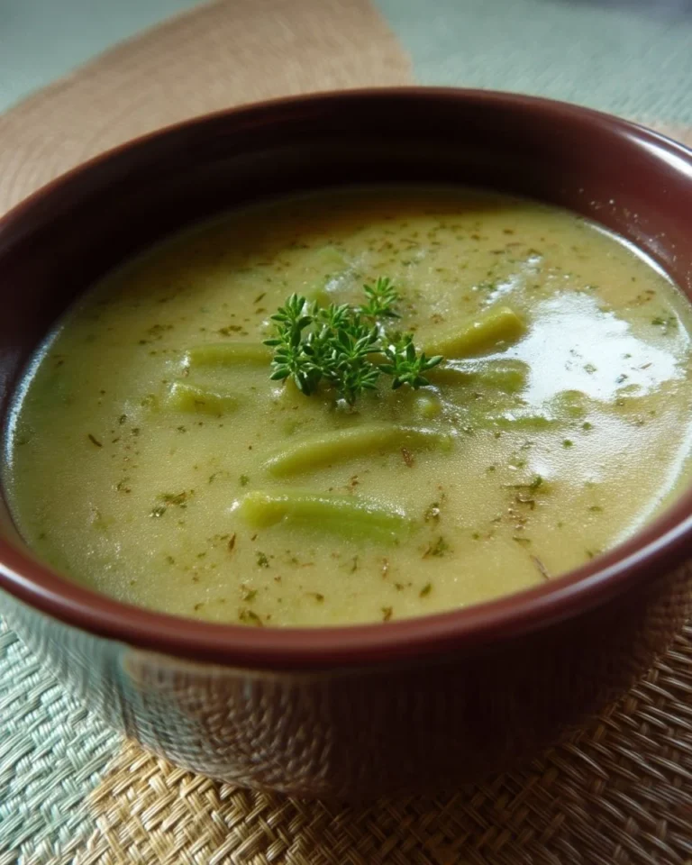 Soupe de potage aux haricots verts chaude et savoureuse dans un bol