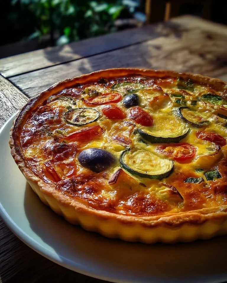 Quiche aux légumes colorée garnie de légumes frais et savoureux