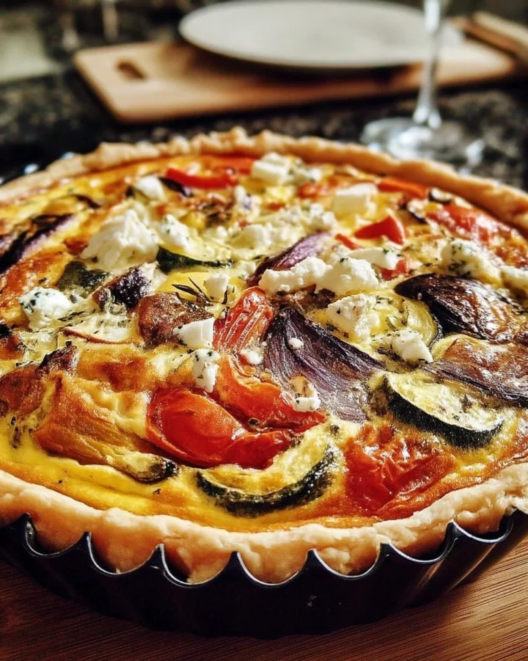 Quiche du soleil aux légumes rôtis et feta, délicieuse et colorée