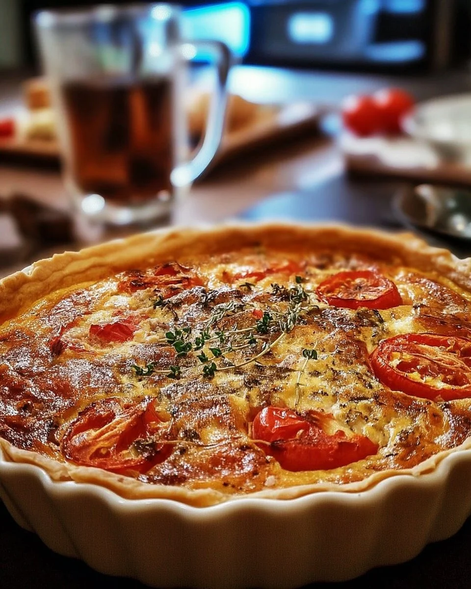 Quiche rustique au thon, tomates rôties et herbes, délicieuse et originale